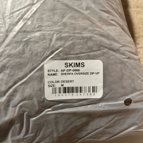 Skims Teddy zip up hoodie in desert size M - Picture 2 of 4
